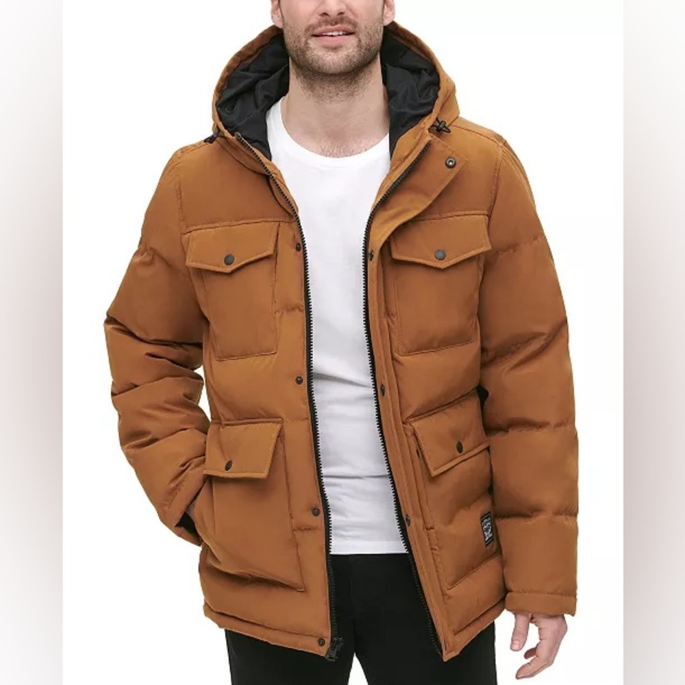 NWT Levi’s Brown Quilted Four Pocket Parka Hoody Jacket | Size: M |  MSRP: $250
